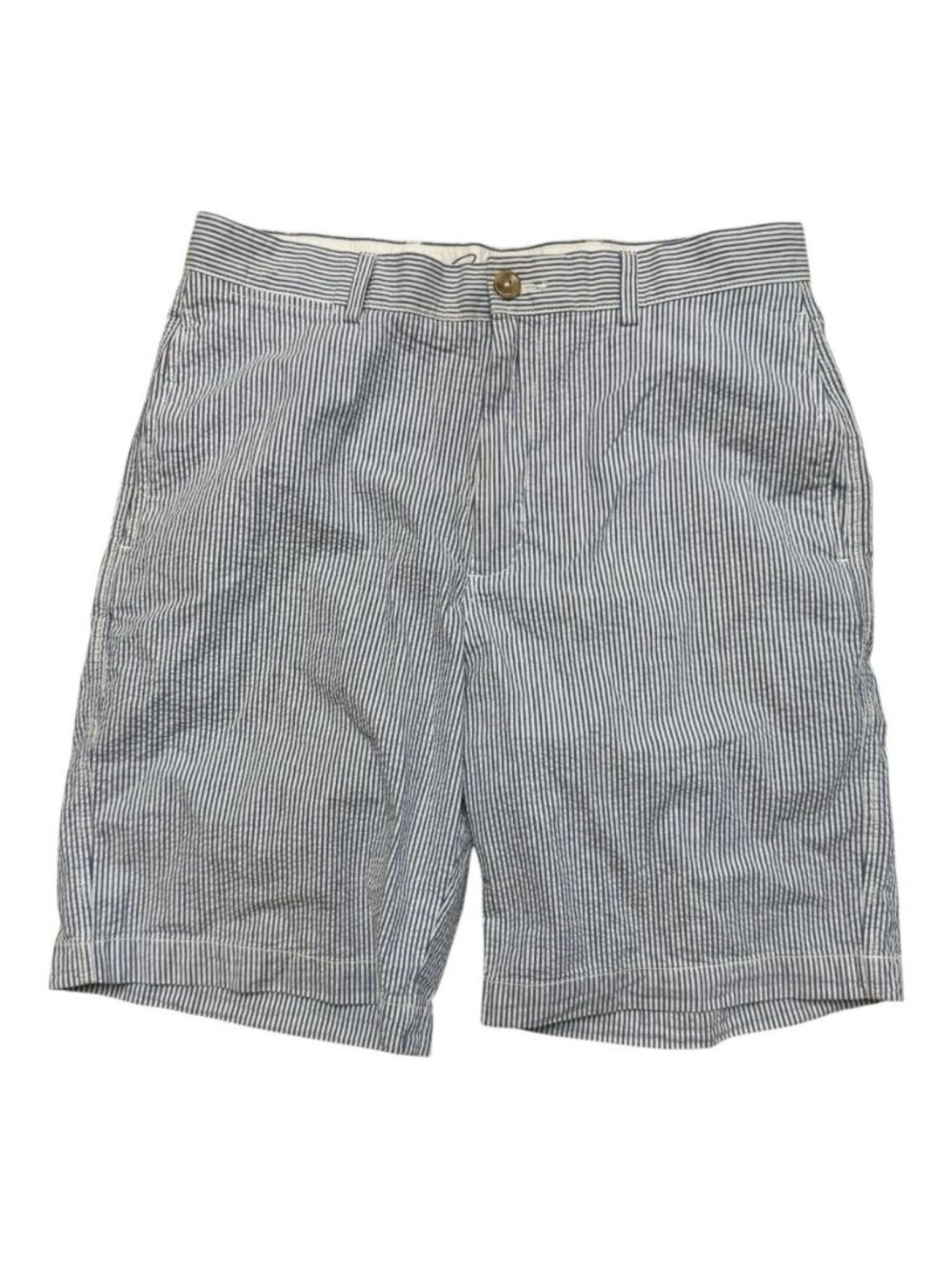 Roundtree & Yorke Casual Seersucker Shorts Mens 34 Blue White Stripe Cotton